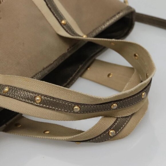 PRADA Hand Bag Canvas 2way Beige Gold Auth bs28891 - Picture 9 of 15
